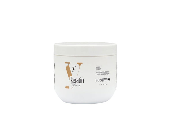 SINERGY COSMETICS Y4.2 KERATIN MASK - RIPARATORE PER CAPELLI SFIBRATI - RECONSTRUCTION SYSTEM - 500 ml CON CHERATINA E COLLAGENE NATURALE