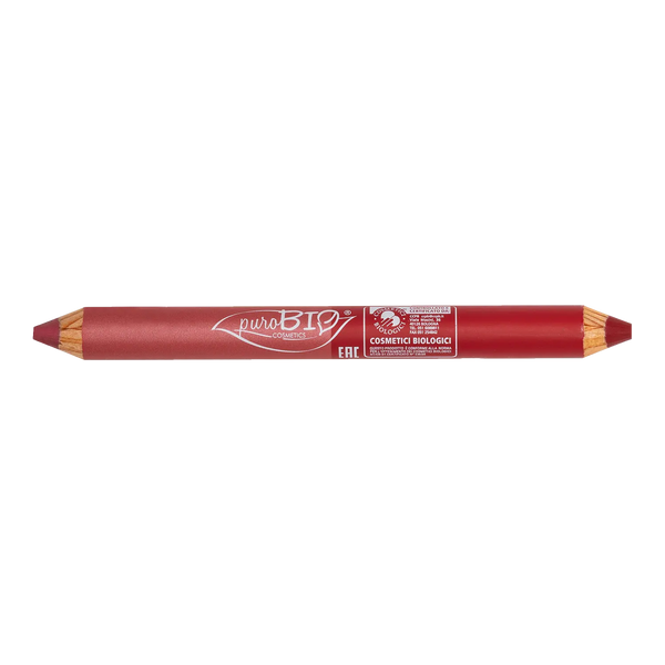 puro bio Matitone DUO Labbra DAY & NIGHT Rosa corallo + Rosso ciliegia