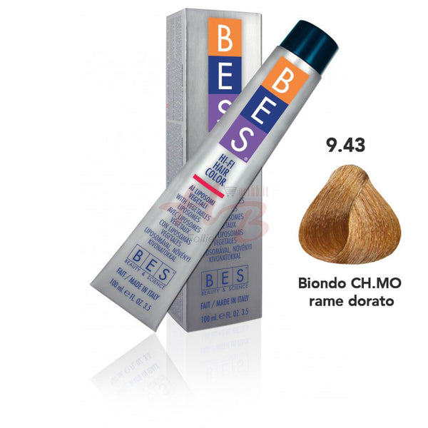 Bes Hi-Fi Hair Color Liposomi vegetali 9.43 BIONDO CHIARISSIMO RAME DORATO - Tinta per capelli - 100ml