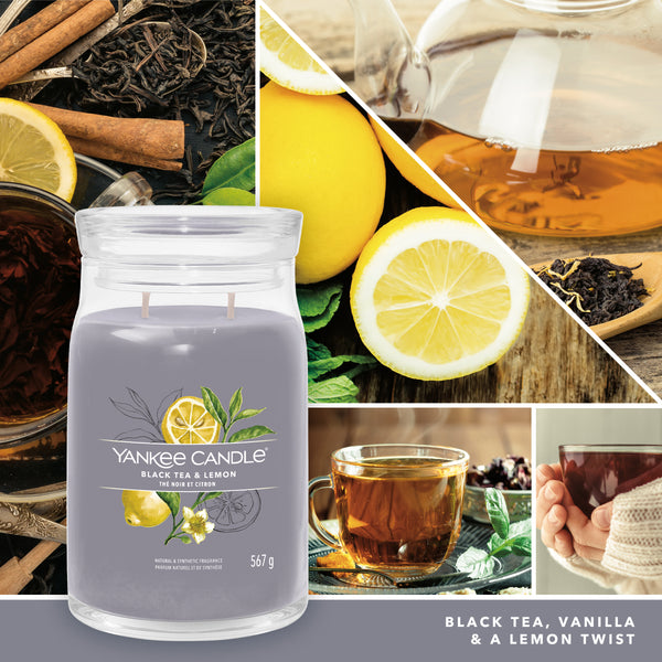 yankee candle BLACK TEA & LEMON candela profumata grande