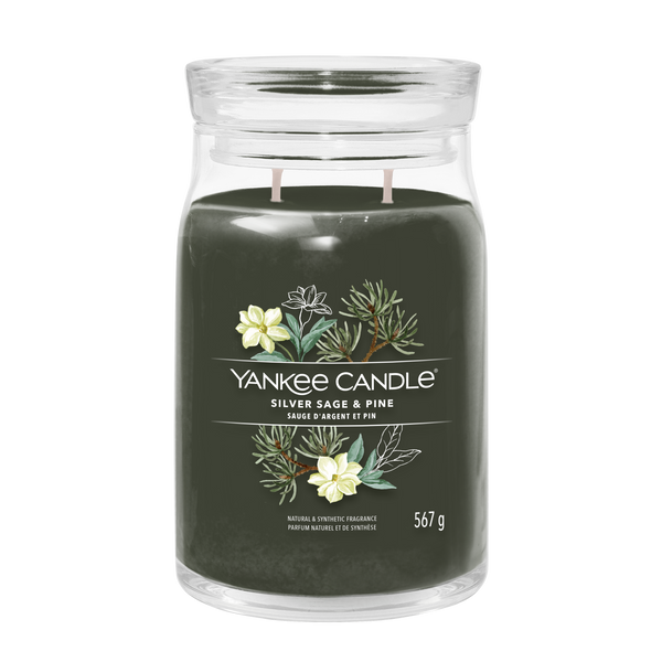 yankee candle SIVER SAGE & PINE candela grande profumata