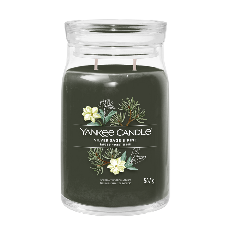 yankee candle SIVER SAGE & PINE candela grande profumata