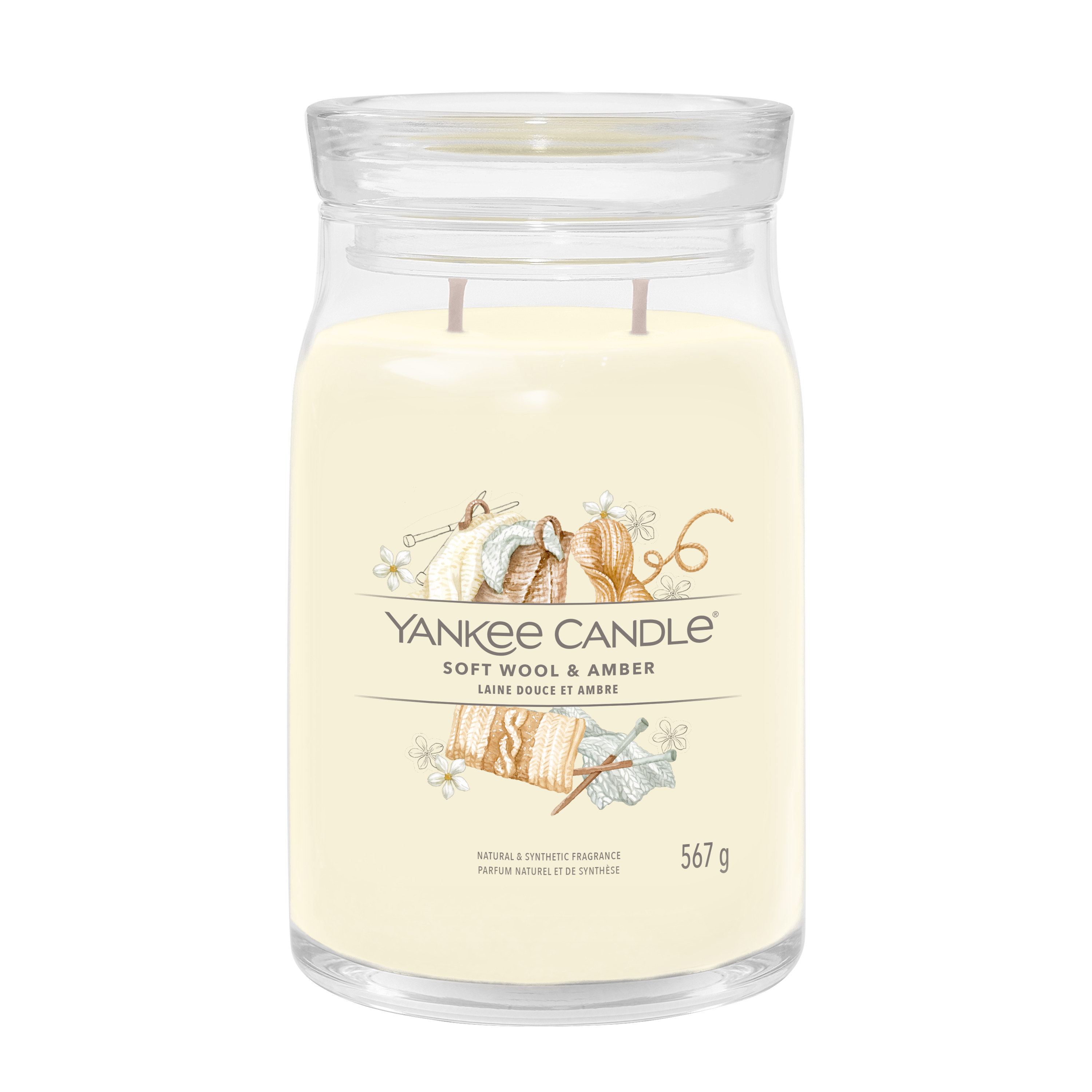 yankee candle SOFT WOOL AMBER candela profumata grande