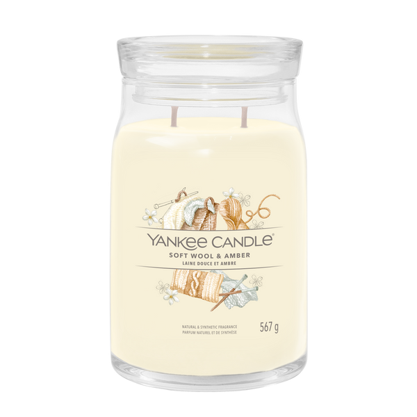 yankee candle SOFT WOOL AMBER candela profumata grande