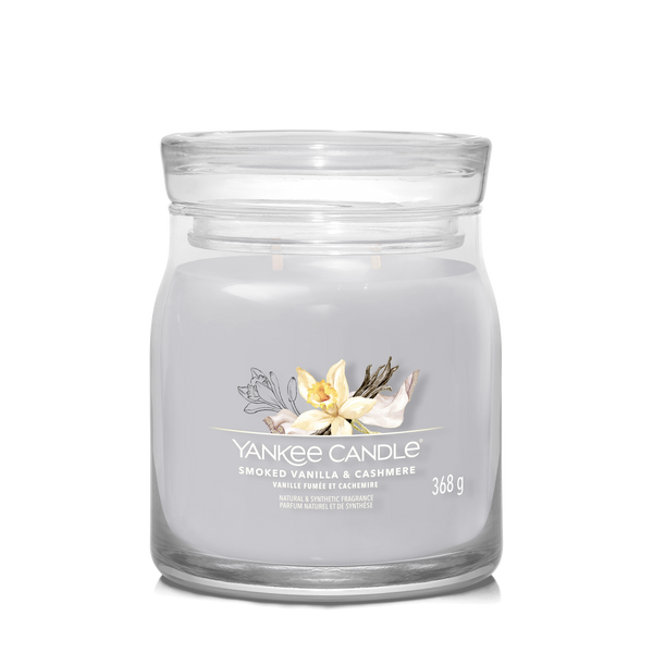 yankee candle SMOKED VANILLA & CASHMERE candela profumata media
