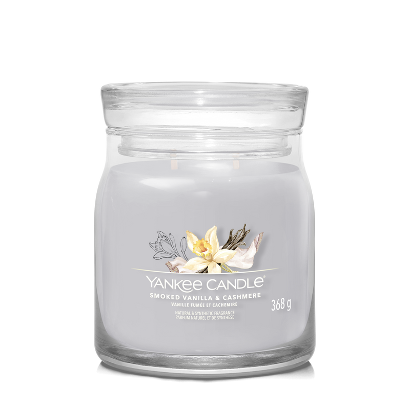 yankee candle SMOKED VANILLA & CASHMERE candela profumata media