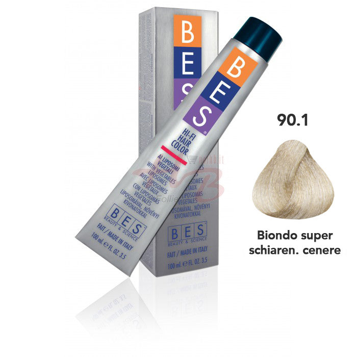 Bes Hi-Fi Hair Color Liposomi vegetali 90.1 BIONDO SUPERSCHIARENTE CENERE - Tinta per capelli - 100ml
