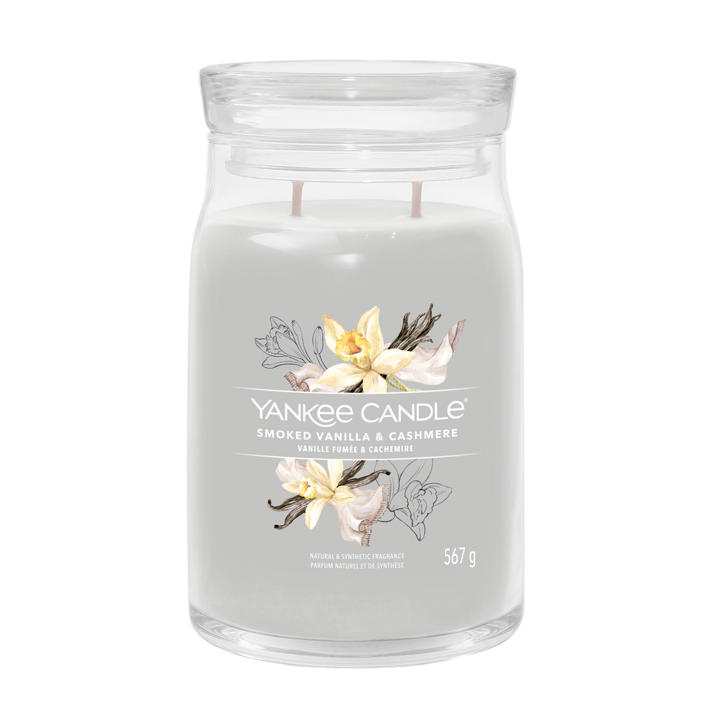 yankee candle SMOKED VANILLA & CASHMERE candela profumata grande