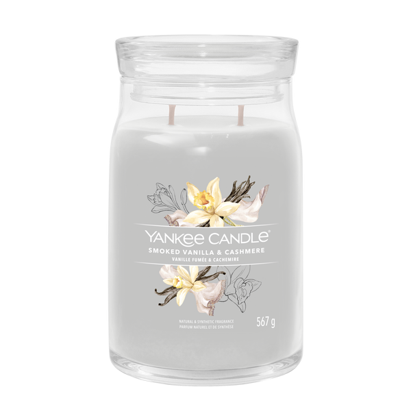 yankee candle SMOKED VANILLA & CASHMERE candela profumata grande