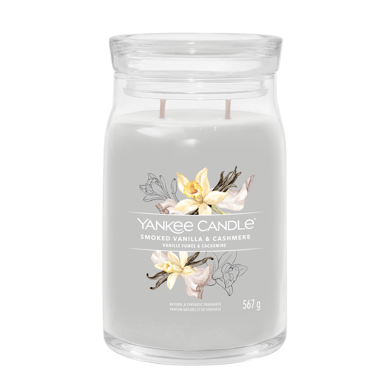 yankee candle SMOKED VANILLA & CASHMERE candela profumata grande