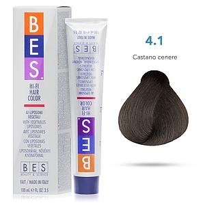 Bes Hi-Fi Hair Color Liposomi vegetali 4.1 CASTANO CENERE - Tinta per capelli - 100ml