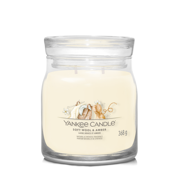 yankee candle  SOFT WOOL AMBER candela profumata media