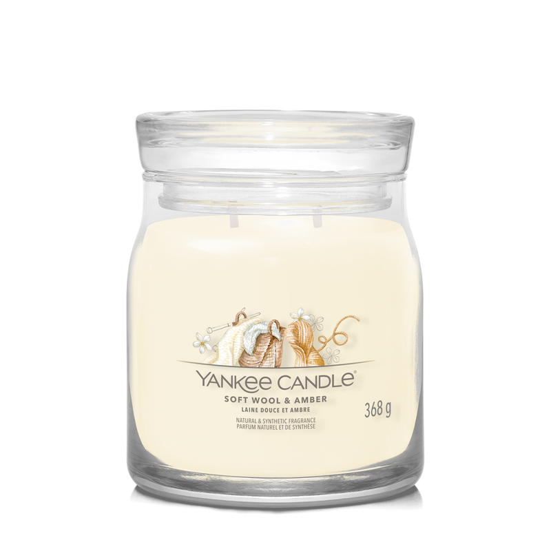 yankee candle  SOFT WOOL AMBER candela profumata media