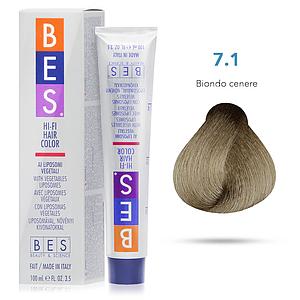 Bes Hi-Fi Hair Color Liposomi vegetali 7.1 BIONDO CENERE - Tinta per capelli - 100ml