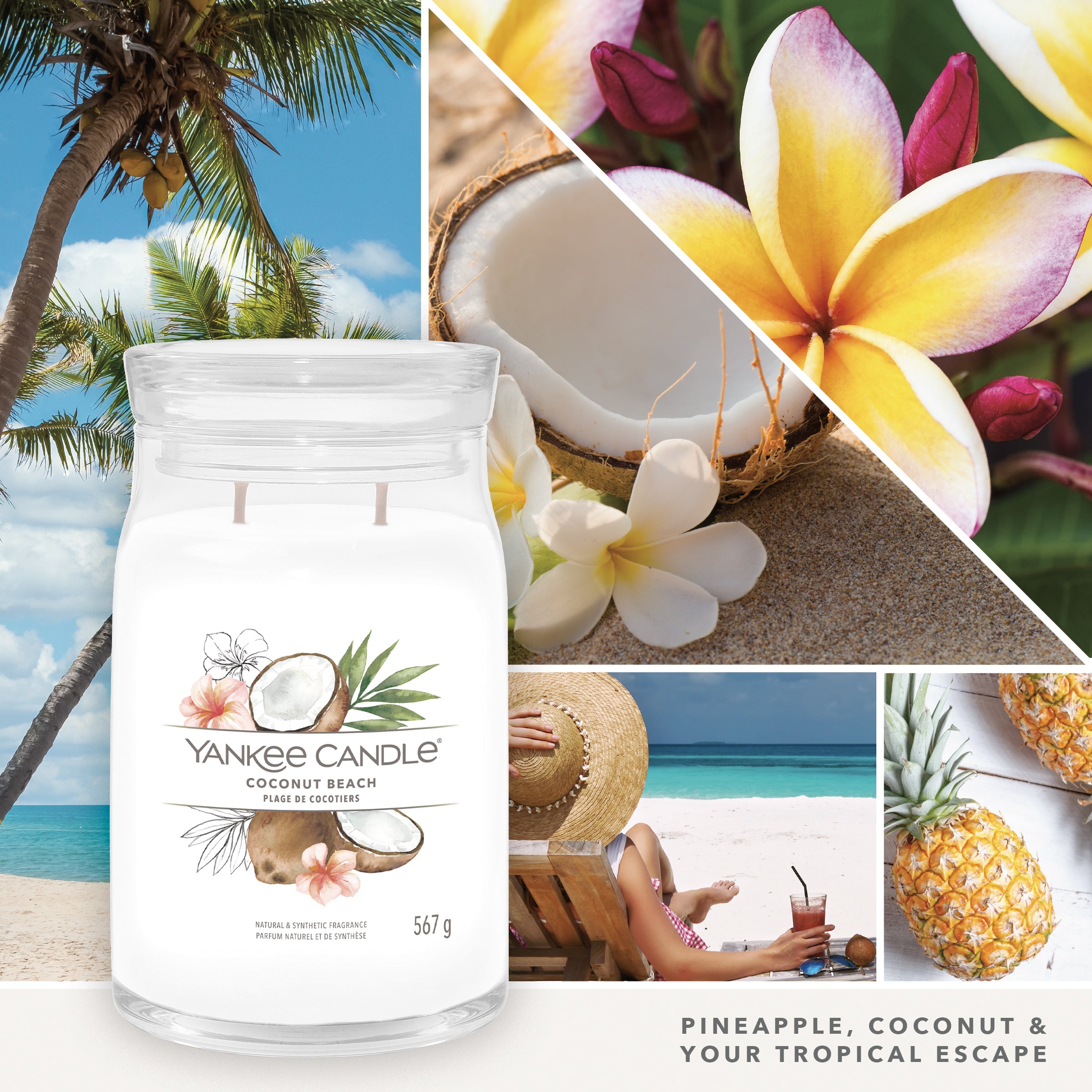 yankee candle COCONUT BEACH candela profumata grande