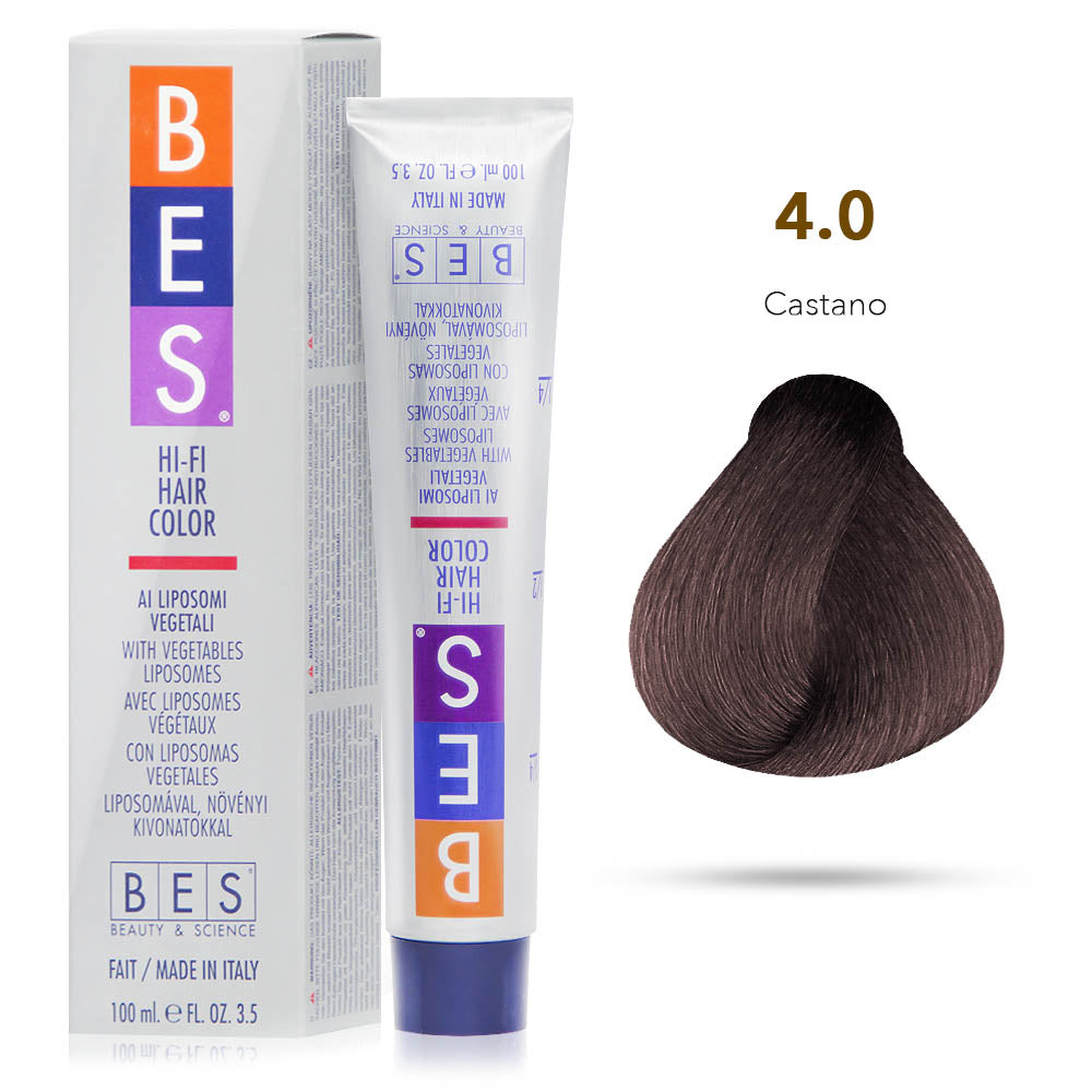 Bes Hi-Fi Hair Color Liposomi vegetali 4.0 CASTANO - Tinta per capelli - 100ml