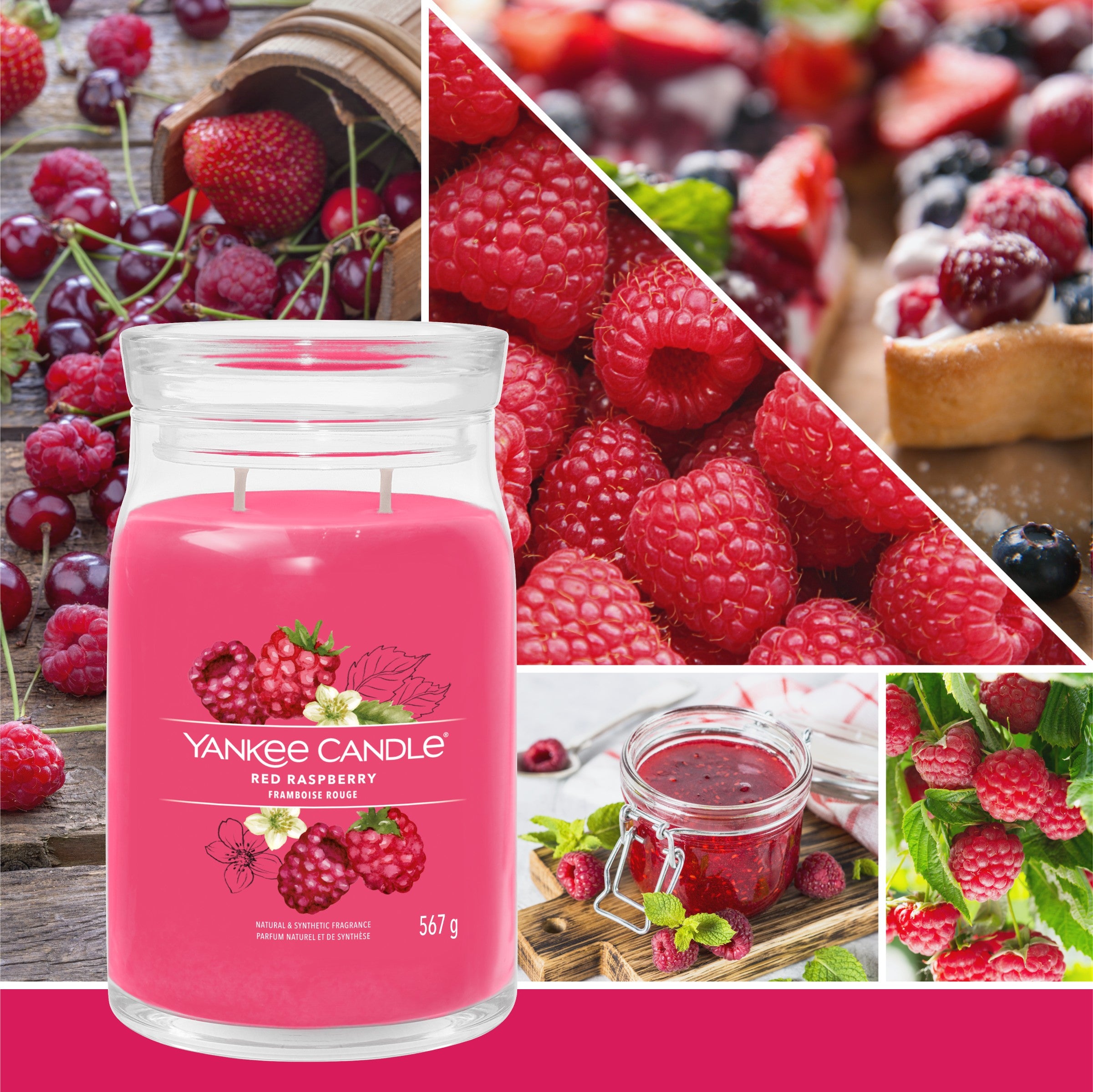 yankee candle RED RASPBERRY candela profumata grande
