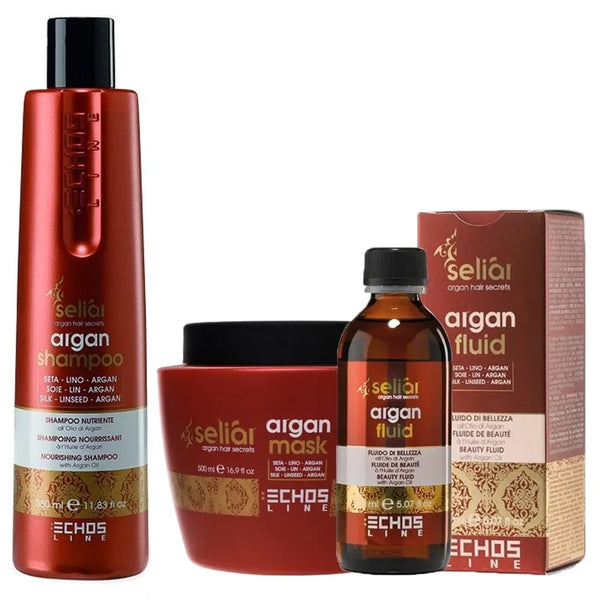 ECHOSLINE Kit Seliàr Argan Shampoo 500ml + Mask 500ml + Fluido All'Argan 150ml